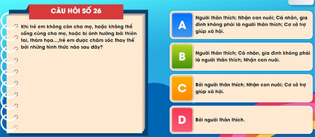 Đáp án tìm hiểu luật trẻ em trực tuyến bảng B