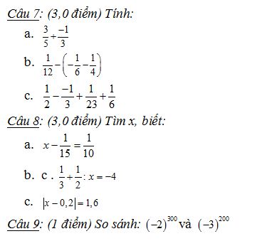 Đề thi học kì 1 lớp 7