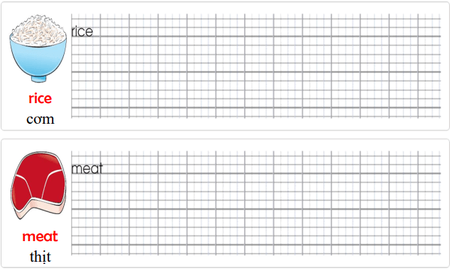 Tập viết Tiếng Anh lớp 2 Unit 12: Dinnertime!