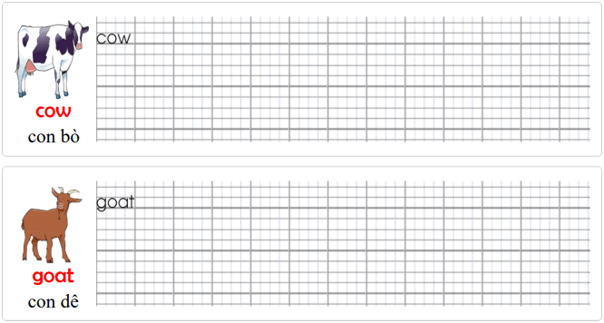 Tập viết Tiếng Anh lớp 3 Unit 11 Look at all the animals!