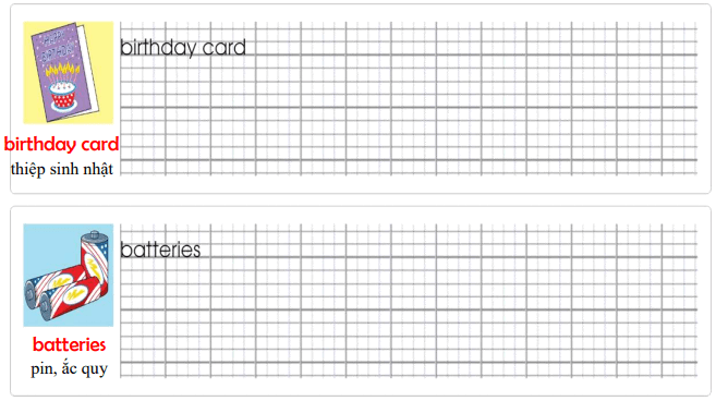 Tập viết Tiếng Anh lớp 5 Unit 12 Let's open this present first!