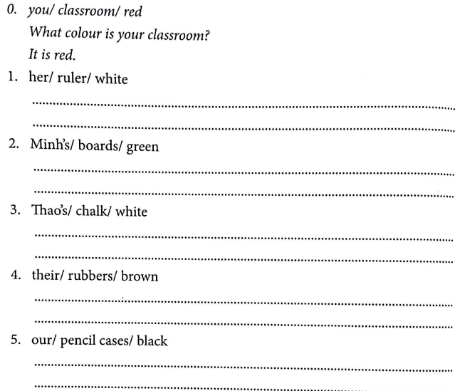 Bài tập ngữ pháp tiếng Anh lớp 3 Unit 9 What colour is it?