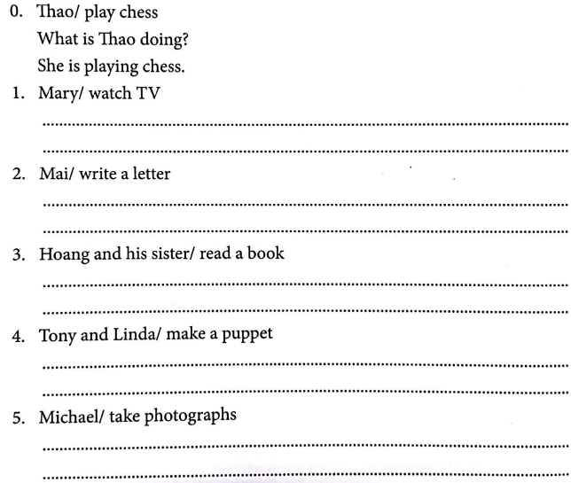 Bài tập ngữ pháp tiếng Anh lớp 4 Unit 9 What are they doing?