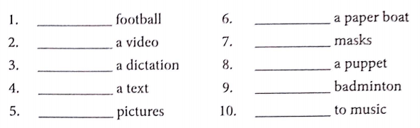 Bài tập từ vựng tiếng Anh lớp 4 Unit 9 What are they doing?