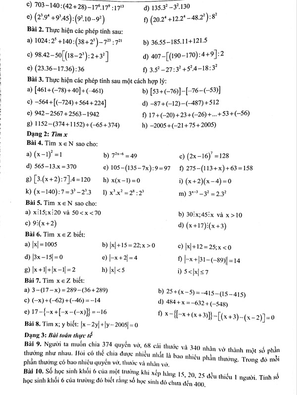Đề cương ôn tập học kì 1 môn Toán lớp 6