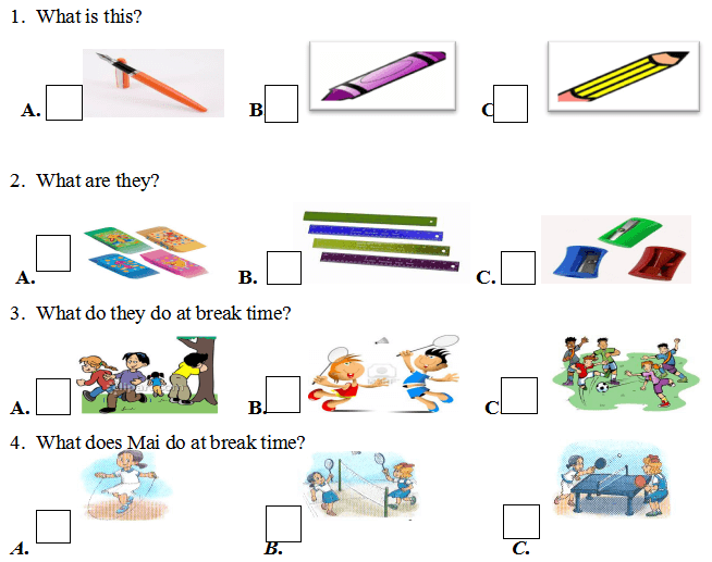 Đề kiểm tra học kỳ 1 tiếng Anh lớp 3 năm 2019 - 2020