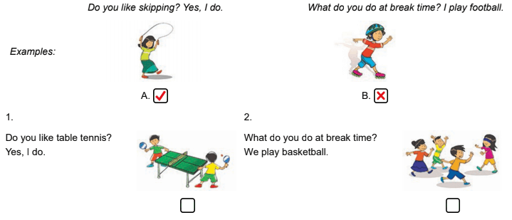 Kiểm tra tiếng Anh lớp 3 Unit 10 What do you do at break time?