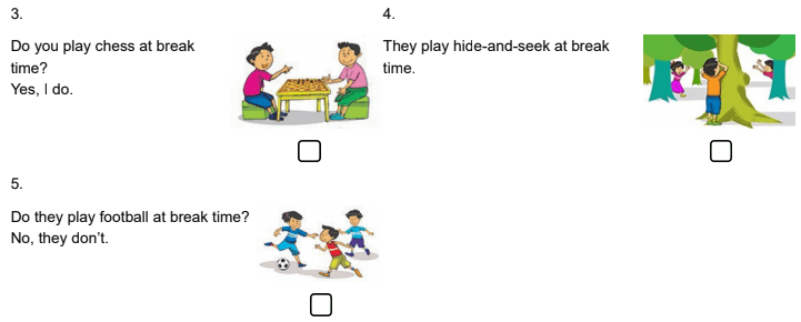 Kiểm tra tiếng Anh lớp 3 Unit 10 What do you do at break time?