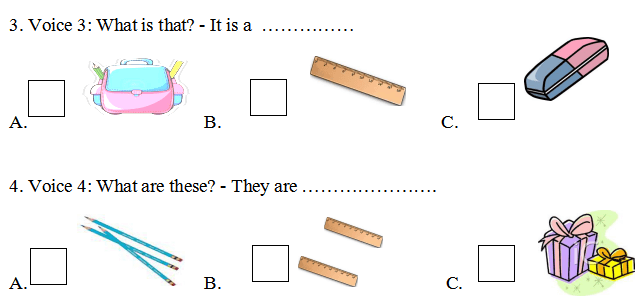 Đề thi học kỳ 1 tiếng Anh lớp 4 năm 2019 - 2020