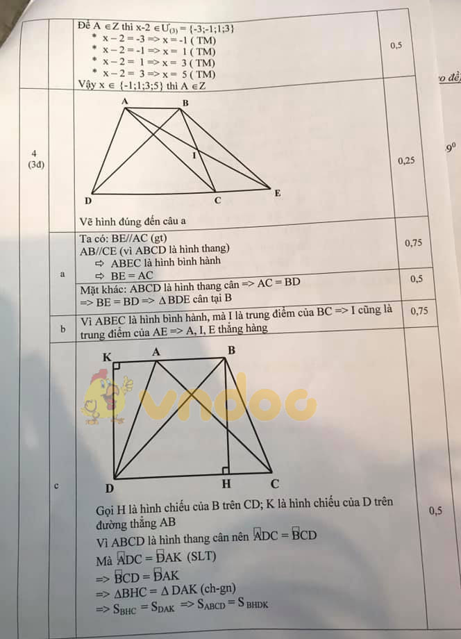 Đề thi học kì 1 lớp 8 môn Toán Phòng GD&ĐT Quốc Oai năm học 2019 - 2020