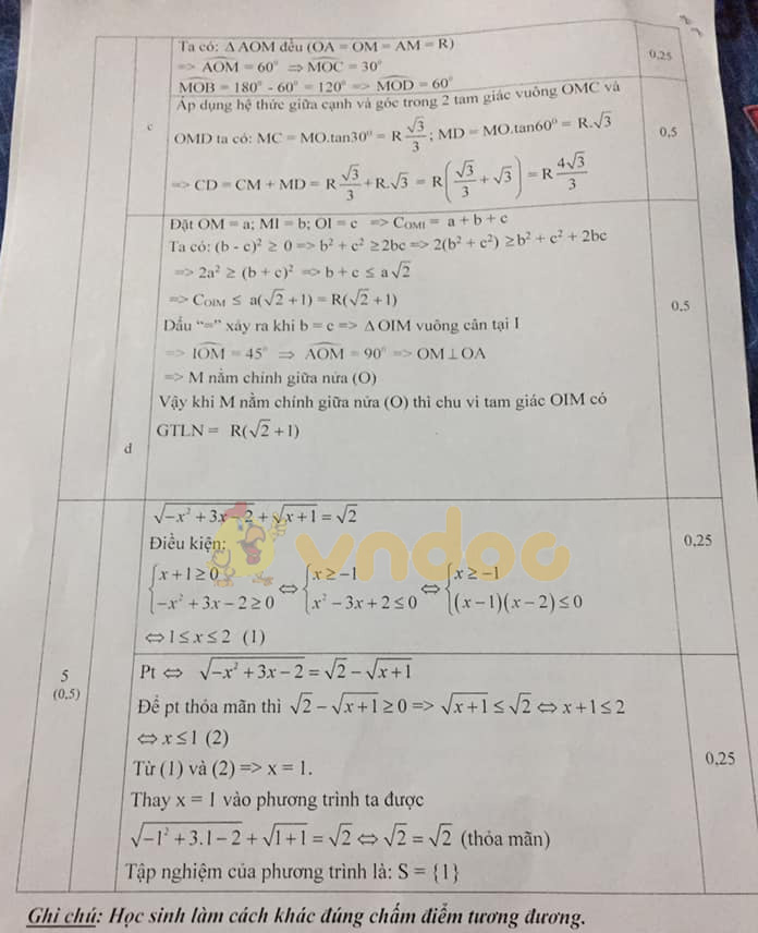 Đề thi học kì 1 lớp 9 môn Toán Phòng GD&ĐT Quốc Oai năm học 2019 - 2020