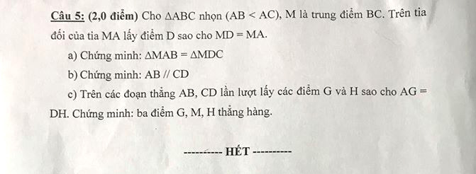 Đề thi học kì 1 lớp 7 môn Toán Phòng GD&ĐT Quận 7, TP Hồ Chí Minh năm học 2019 - 2020
