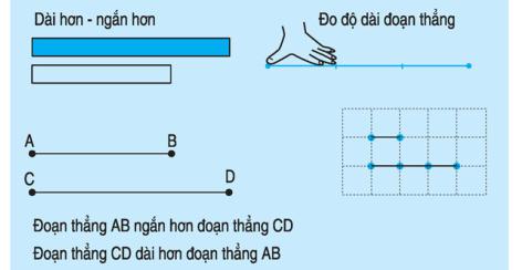 Lý thuyết Toán lớp 1: Độ dài đoạn thẳng - Thực hành đo độ dài đoạn thẳng