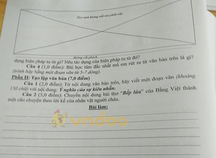 Đề thi học kì 1 lớp 9 môn Ngữ văn Phòng GD&ĐT Thanh Hóa năm học 2019 - 2020 (đề chẵn)