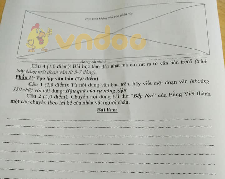 Đề thi học kì 1 lớp 9 môn Ngữ văn Phòng GD&ĐT Thanh Hóa năm học 2019 - 2020 (đề lẻ)