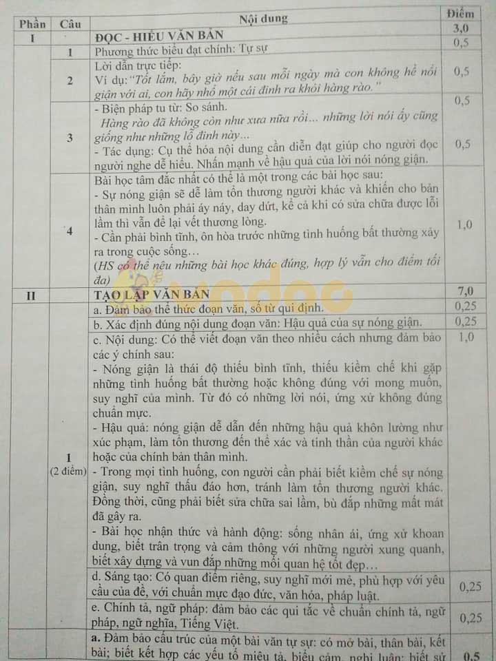 Đề thi học kì 1 lớp 9 môn Ngữ văn Phòng GD&ĐT Thanh Hóa năm học 2019 - 2020 (đề lẻ)