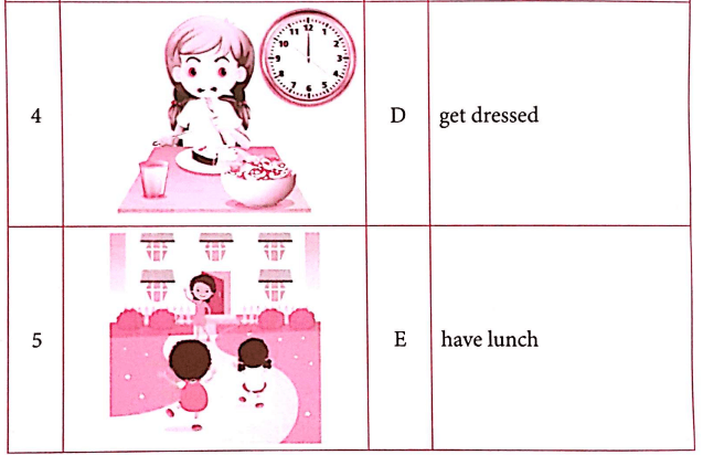 Bài tập từ vựng tiếng Anh lớp 4 Unit 11 What time is it?