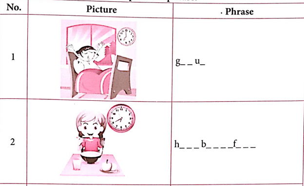 Bài tập từ vựng tiếng Anh lớp 4 Unit 11 What time is it?