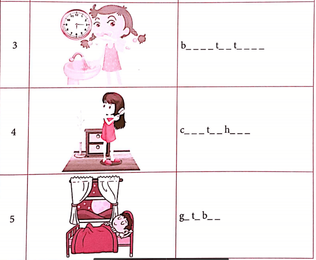 Bài tập từ vựng tiếng Anh lớp 4 Unit 11 What time is it?