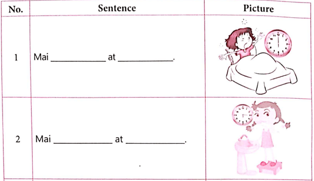 Bài tập ngữ pháp tiếng Anh lớp 4 Unit 11 What time is it?