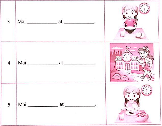 Bài tập ngữ pháp tiếng Anh lớp 4 Unit 11 What time is it?