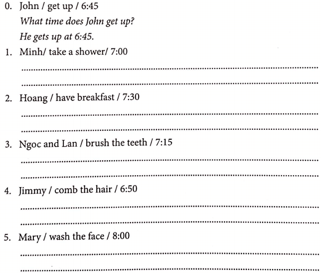 Bài tập ngữ pháp tiếng Anh lớp 4 Unit 11 What time is it?