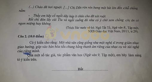 Đề thi học sinh giỏi lớp 9 môn Ngữ văn Phòng GD&ĐT thành phố Vinh năm học 2019 - 2020