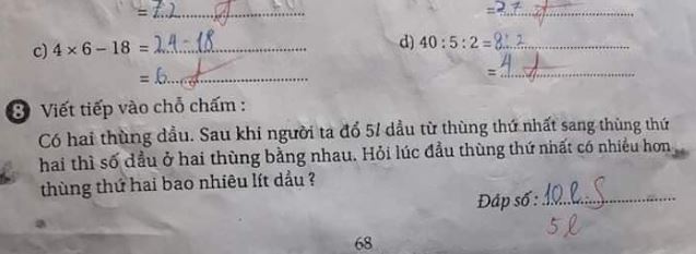 Bài toán 2 thùng dầu khiến dân mạng bùng nổ tranh cãi