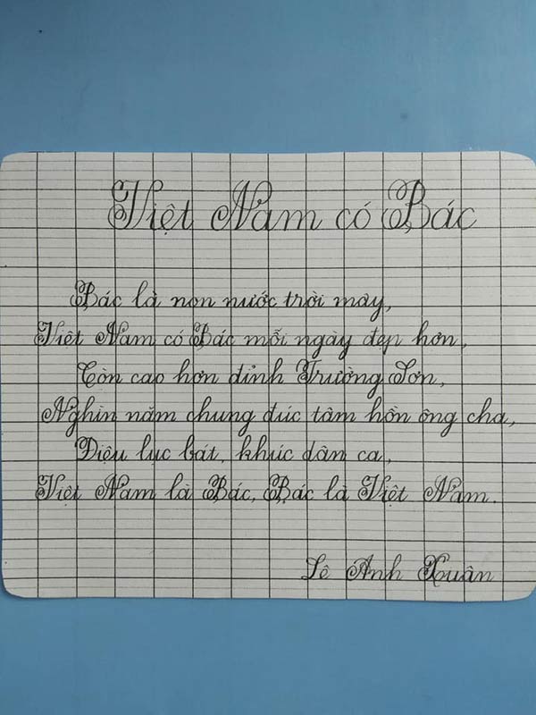 Bài thi viết chữ đẹp của học sinh lớp 3