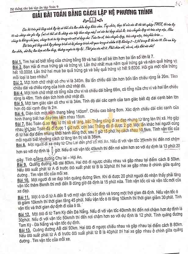 Giải bài toán bằng cách lập hệ phương trình