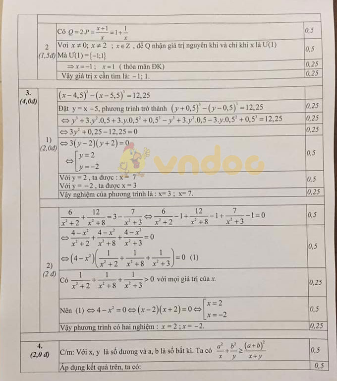 Đề thi học sinh giỏi lớp 8 môn Toán Phòng GD&ĐT huyện Ý Yên năm học 2019 - 2020