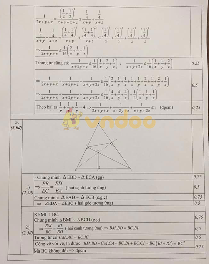 Đề thi học sinh giỏi lớp 8 môn Toán Phòng GD&ĐT huyện Ý Yên năm học 2019 - 2020