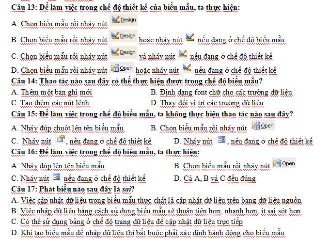 Trắc nghiệm Tin học 12