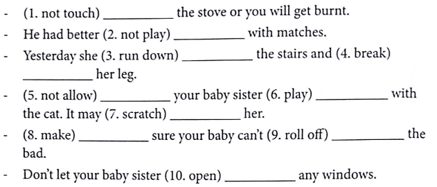 Bài tập ngữ pháp tiếng Anh lớp 5 Unit 12 Don't ride your bike too fast!