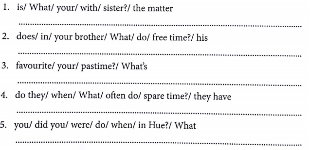 Bài tập ngữ pháp tiếng Anh lớp 5 Unit 13 What do you do in your free time?