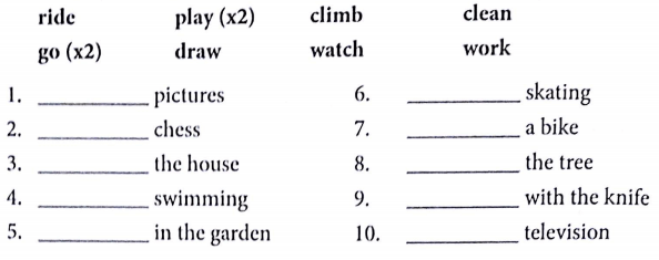 Bài tập từ vựng tiếng Anh lớp 5 Unit 13 What do you do in your free time?