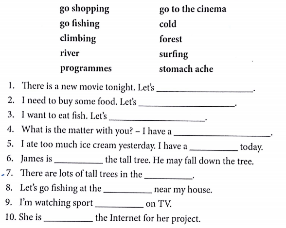 Bài tập từ vựng tiếng Anh lớp 5 Unit 13 What do you do in your free time?