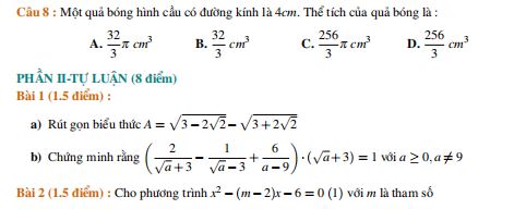 Bộ đề thi tuyển sinh vào lớp 10 môn Toán năm học 2019 - 2020