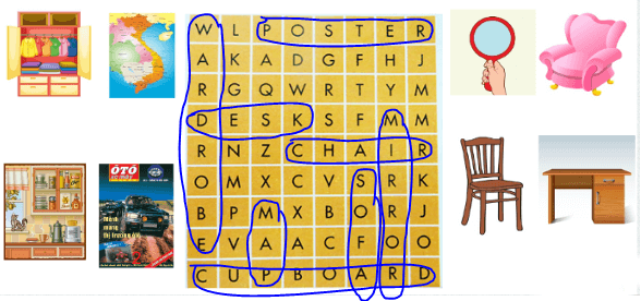 Bài tập tiếng Anh lớp 3 Chương trình mới Unit 14: Are there any posters in the room?