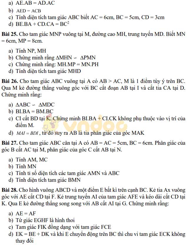 Đề cương ôn thi học kì 2 lớp 8 môn Toán trường THCS Nghĩa Tân năm học 2018 - 2019