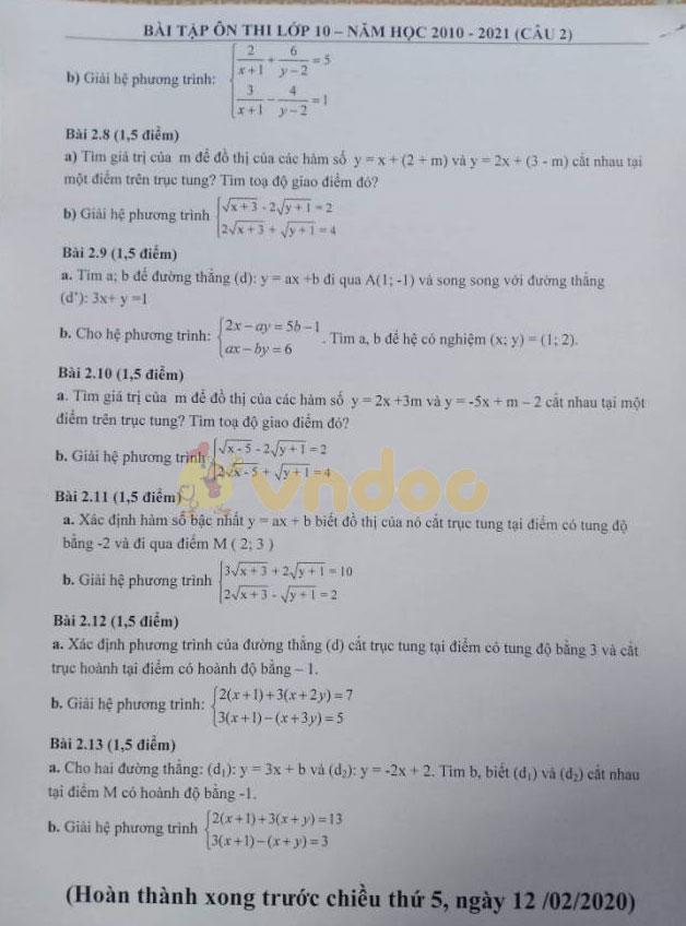 Đề cương ôn thi vào lớp 10 môn Toán năm học 2020 - 2021