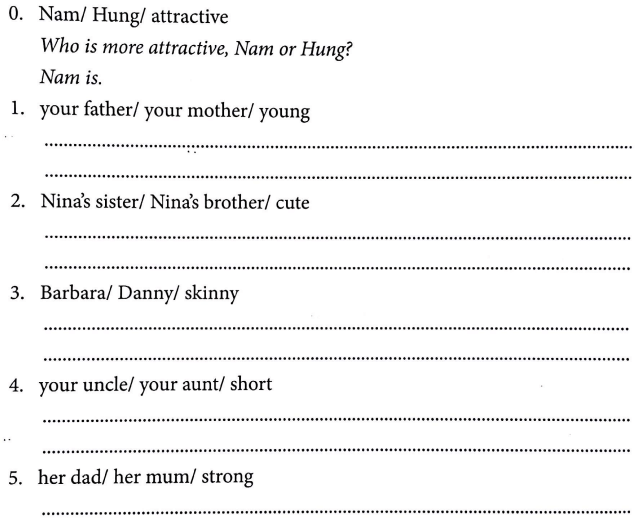 Bài tập ngữ pháp tiếng Anh lớp 4 Unit 14 What does he look like?