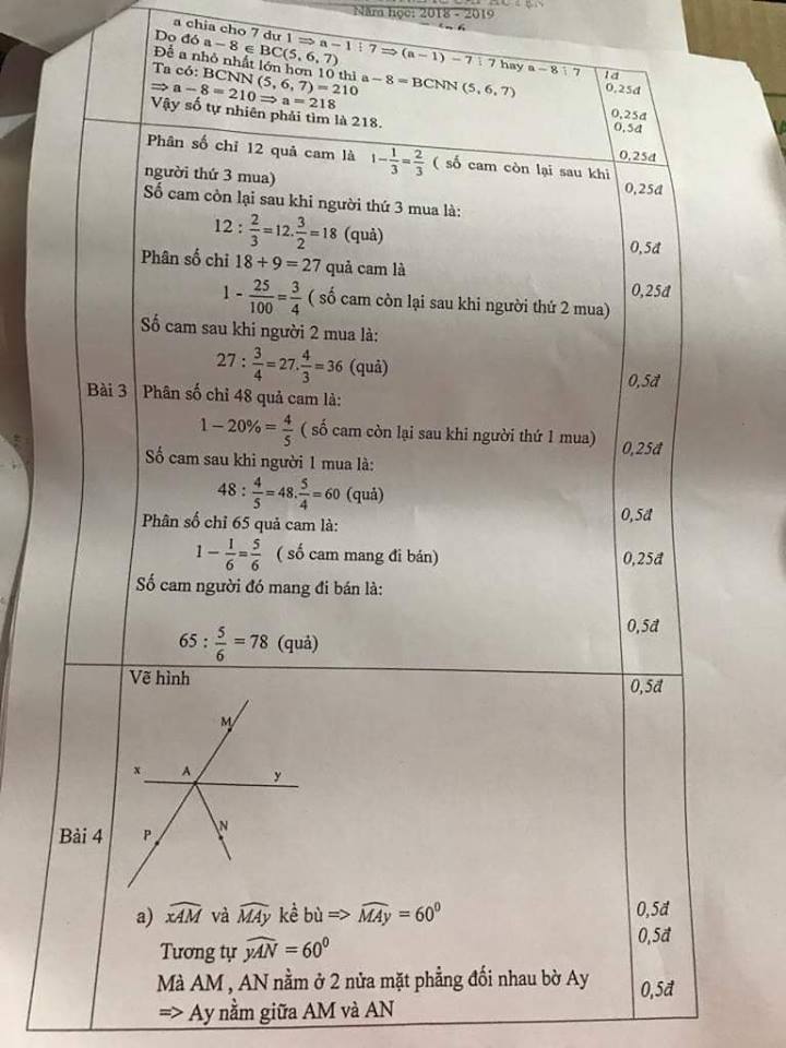 Đề thi Olympic cấp huyện môn Toán lớp 6