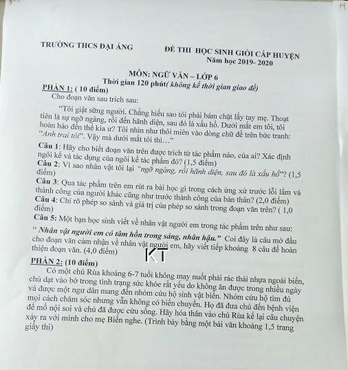 Đề thi hsg môn Ngữ Văn lớp 6