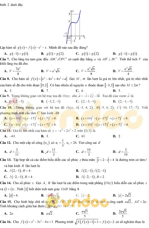 Bộ 10 đề minh họa thi THPT Quốc gia môn Toán 2020