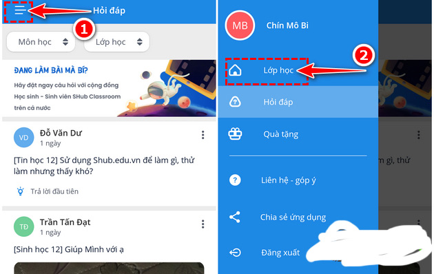 Hướng dẫn sử dụng SHub Classroom cho điện thoại