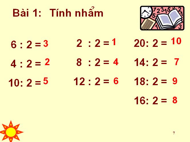 Bài giảng điện tử Bảng chia 2