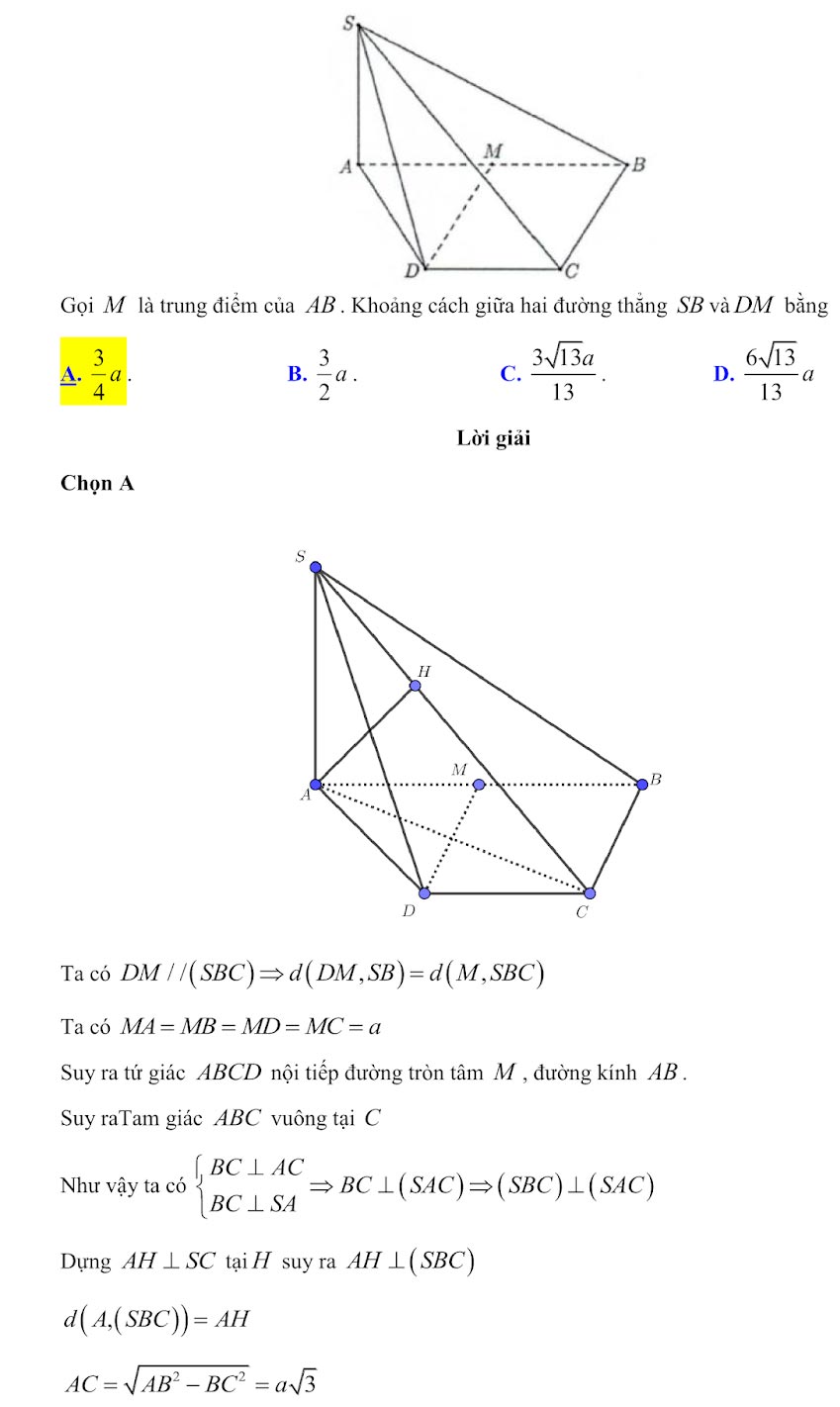 Đáp án đề minh họa Toán