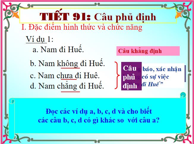 Bài giảng trực tuyến Câu phủ định