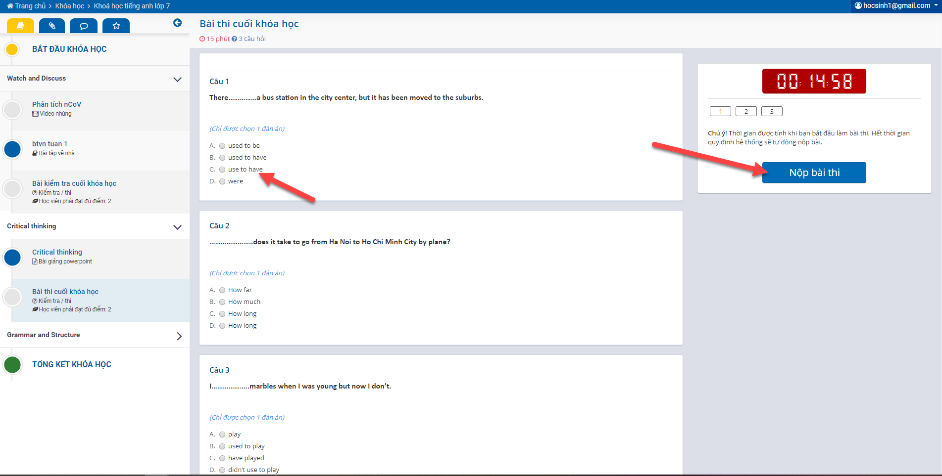 Công học liệu và thi trực tuyến